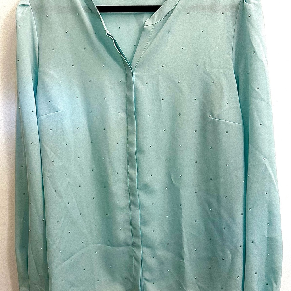 Liz Claiborne seafoam green embellished top size XL